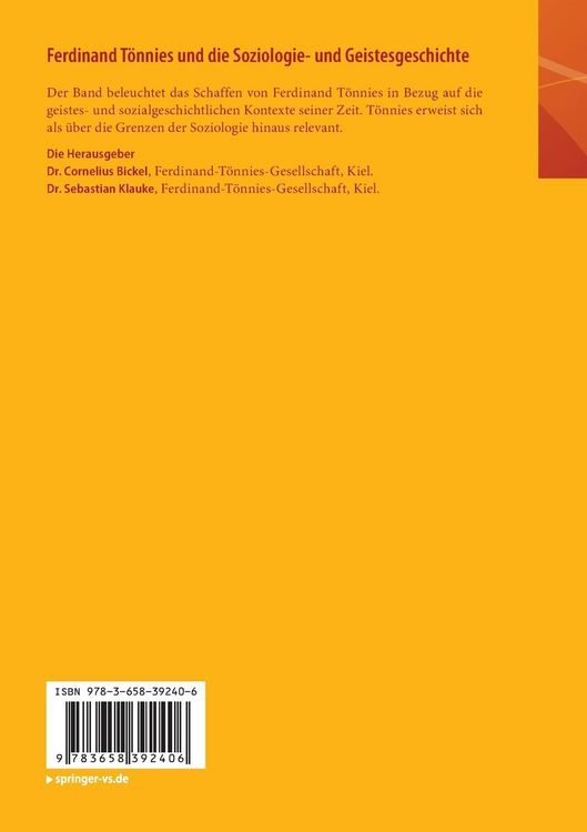 Produktbild: Ferdinand T&ouml;nnies und die Soziologie- und Geistesgeschichte