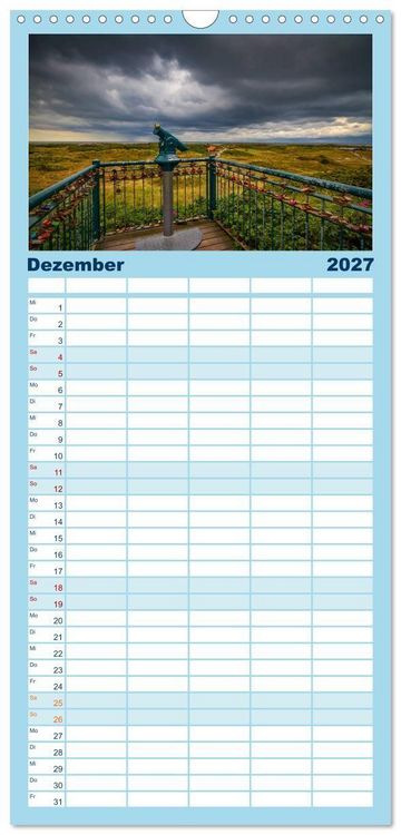 Produktbild: Familienplaner 2027 - Langeoog &ndash; Ein Herbst auf der Insel des Lebens mit 5 Spalten (Wandkalender, 21 x 45 cm) CALVENDO