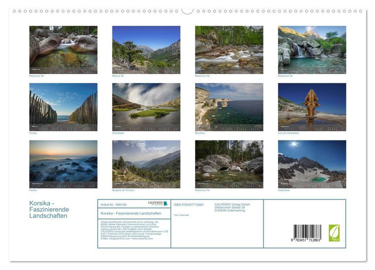 Produktbild: Korsika - Faszinierende Landschaften (hochwertiger Premium Wandkalender 2026 DIN A2 quer), Kunstdruck in Hochglanz