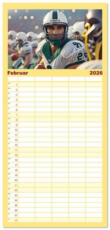 Produktbild: Familienplaner 2026 - American Football - im Team zum Sieg mit 5 Spalten (Wandkalender, 21 x 45 cm) CALVENDO