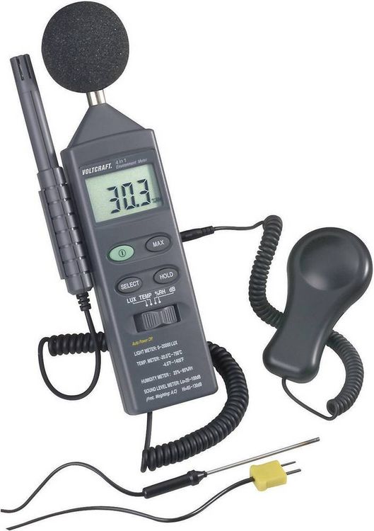 Produktbild: VOLTCRAFT DT 8820 Temperatur-Messger&auml;t -20 - +750 &deg;C F&uuml;hler-Typ K Multifunktions-Umweltmessger&auml;t 4in1