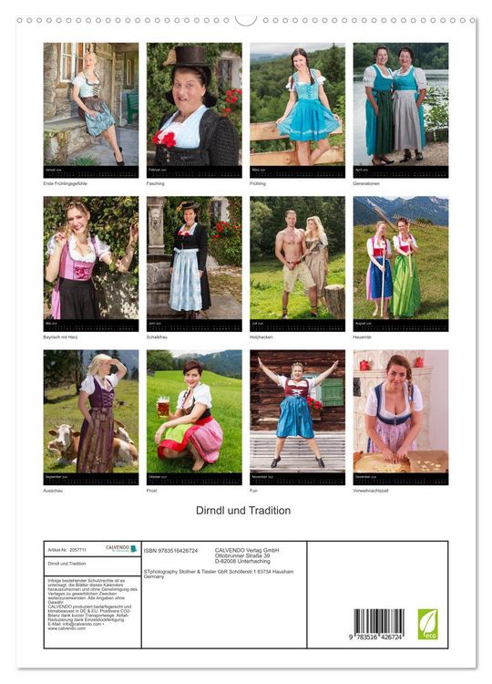 Produktbild: Dirndl und Tradition (hochwertiger Premium Wandkalender 2026 DIN A2 hoch), Kunstdruck in Hochglanz