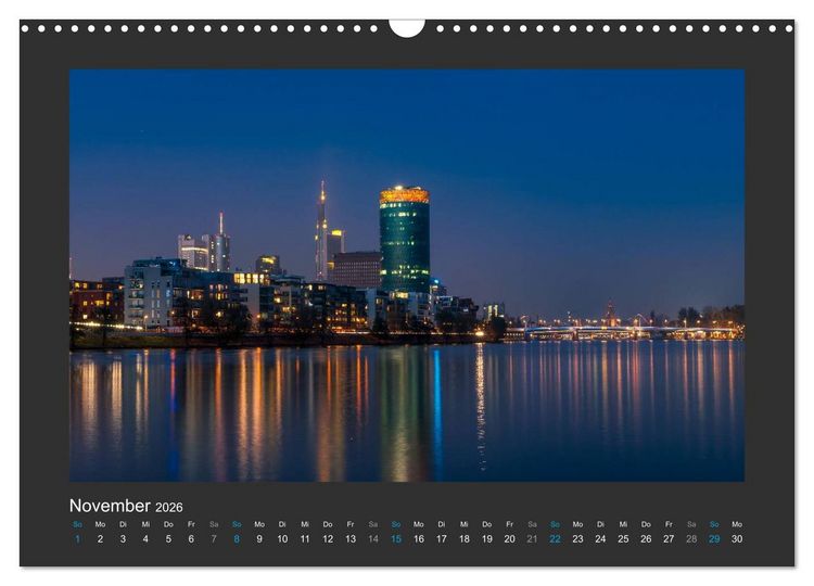 Produktbild: FRANKFURT - Nachtlichter 2026 (Wandkalender 2026 DIN A3 quer), CALVENDO Monatskalender