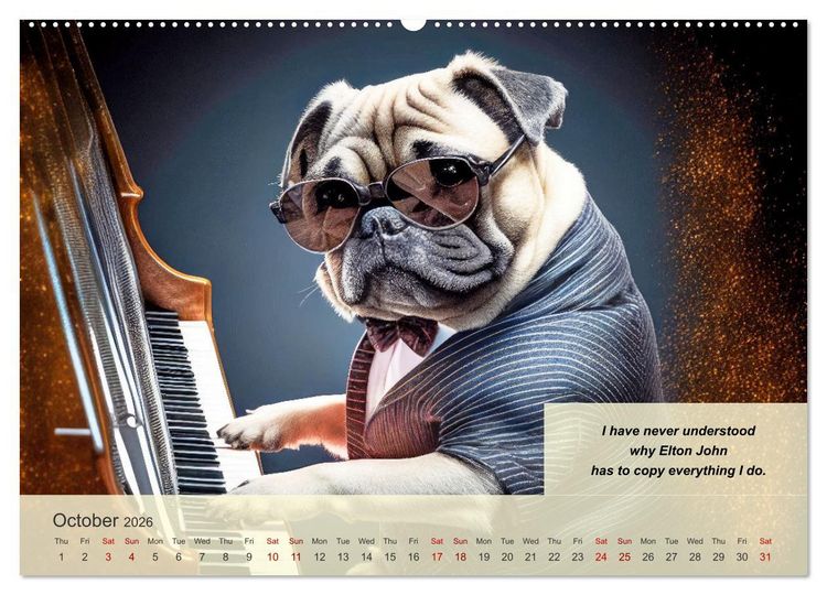 Produktbild: Great fun for pug lovers (Wall Calendar 2026 DIN A2 landscape), CALVENDO 12 Month Wall Calendar