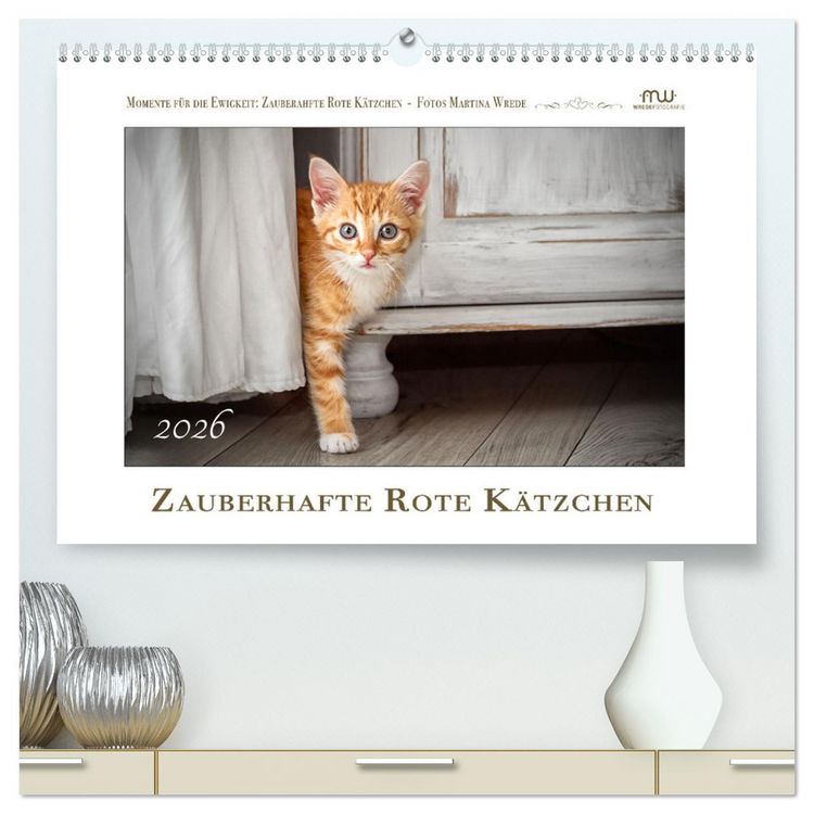 Produktbild: Zauberhafte rote K&auml;tzchen (hochwertiger Premium Wandkalender 2026 DIN A2 quer), Kunstdruck in Hochglanz