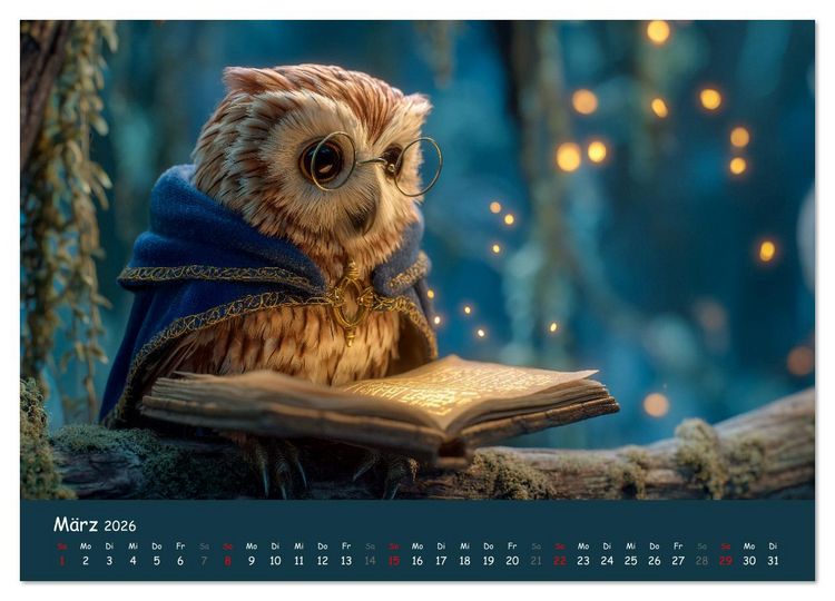Produktbild: Magischer M&auml;rchenwald - Kinderkalender mit Tier-Zauberern (Wandkalender 2026 DIN A2 quer), CALVENDO Monatskalender