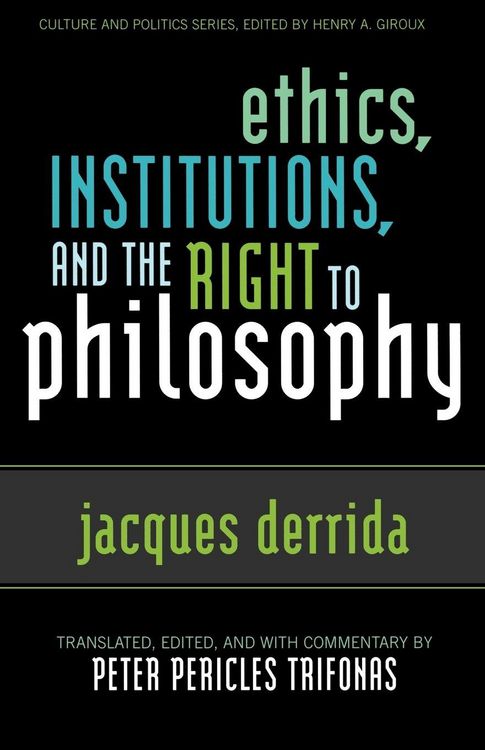 Produktbild: Ethics, Institutions, and the Right to Philosophy