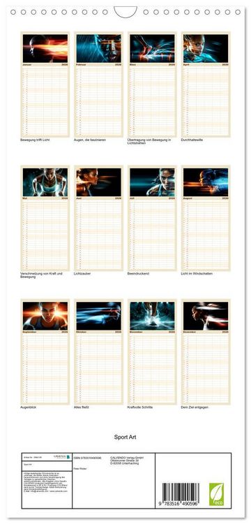 Produktbild: Familienplaner 2026 - Sport Art mit 5 Spalten (Wandkalender, 21 x 45 cm) CALVENDO