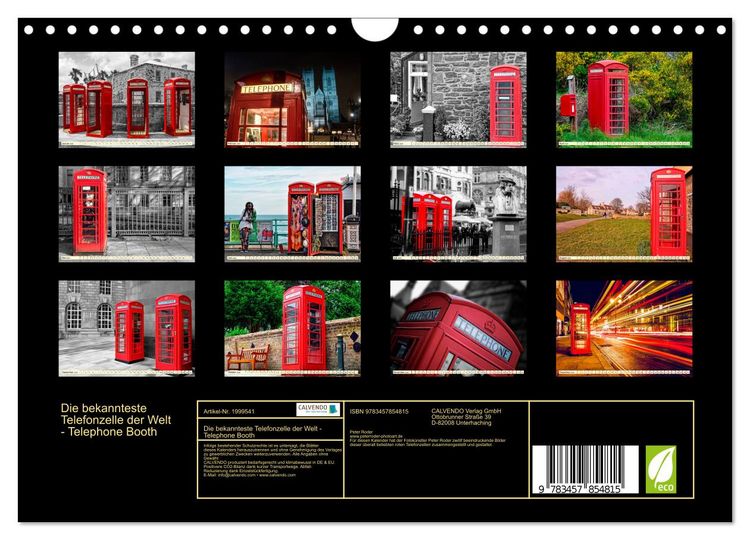 Produktbild: Die bekannteste Telefonzelle der Welt - Telephone Booth (Wandkalender 2026 DIN A4 quer), CALVENDO Monatskalender