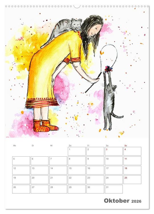 Produktbild: Meine zwei Samtpf&ouml;tchen und Ich - Bezaubernde Aquarelle einer gro&szlig;e Liebe (hochwertiger Premium Wandkalender 2026 DIN A2 hoch), Kunstdruck in Hochglanz