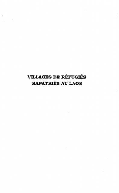 Produktbild: Villages De Refugies Rapatries Au Laos
