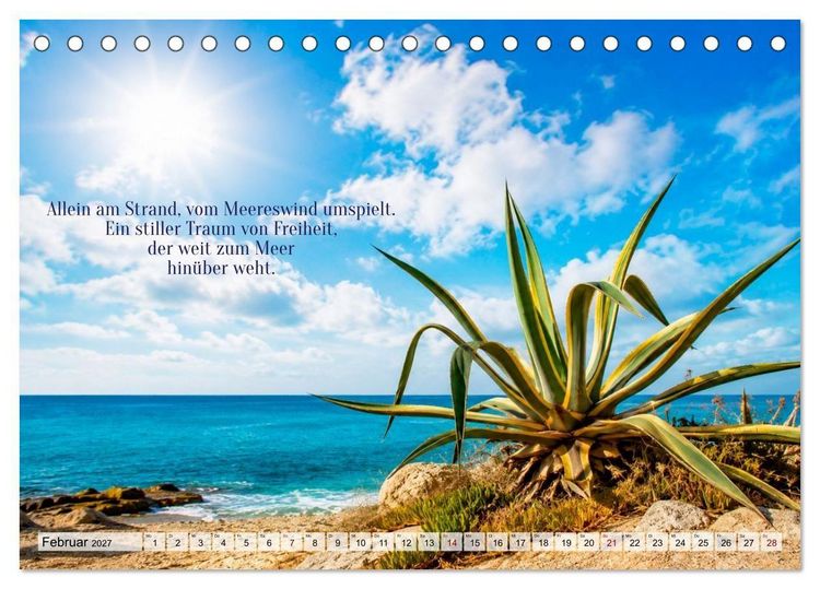 Produktbild: Momente am Meer mit Lyrik (Tischkalender 2027 DIN A5 quer), CALVENDO Monatskalender