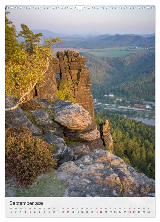 Produktbild: Bastei und Lilienstein - Unterwegs an zwei m&auml;rchenhaften Orten in der S&auml;chsischen Schweiz (Wandkalender 2026 DIN A3 hoch), CALVENDO Monatskalender