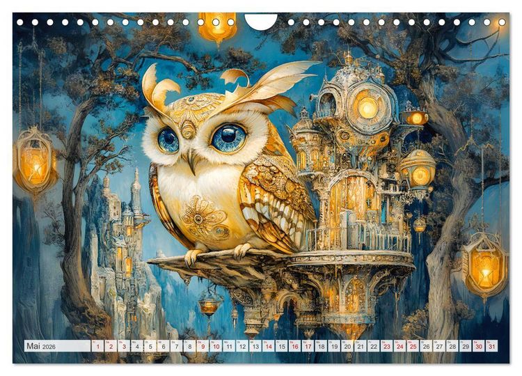 Produktbild: Magische Wesen im Zauberland - Fantasie-Tiere im Steampunk-Kalender (Wandkalender 2026 DIN A4 quer), CALVENDO Monatskalender