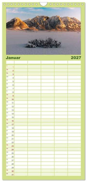 Produktbild: Familienplaner 2027 - Norwegische Landschaften mit 5 Spalten (Wandkalender, 21 x 45 cm) CALVENDO
