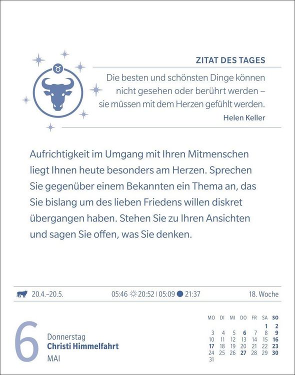 Produktbild: Stier Sternzeichenkalender 2027 - Tagesabrei&szlig;kalender - Ihr Horoskop f&uuml;r jeden Tag