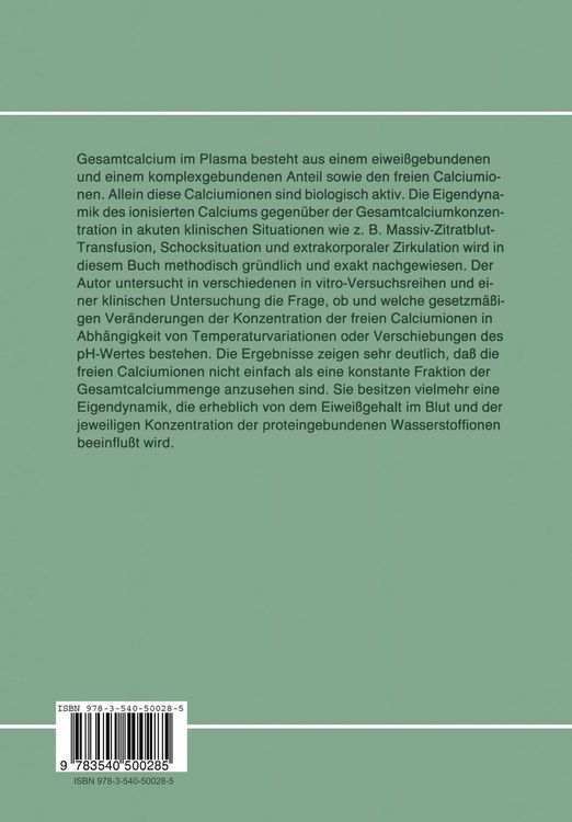 Produktbild: Das ionisierte Calcium im Extrazellularraum bei Hypothermie und Azidose