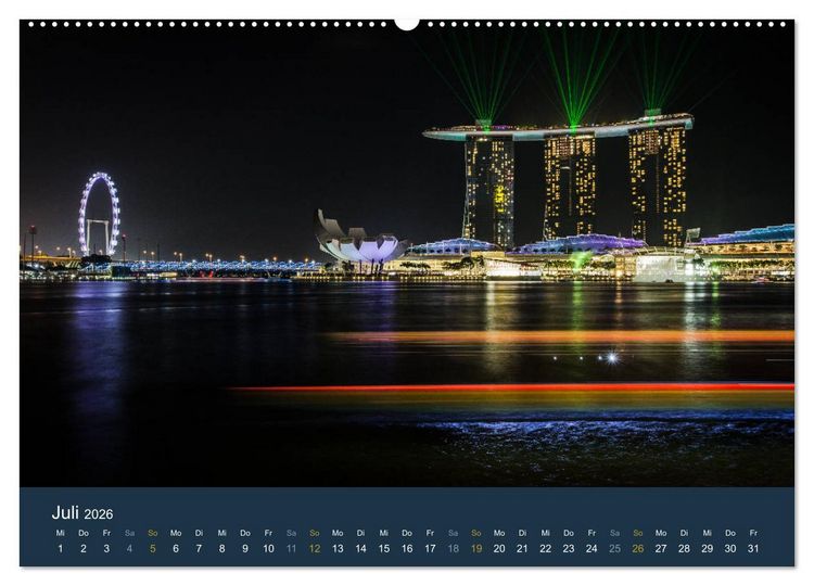 Produktbild: Singapur bei Nacht und Tag (Wandkalender 2026 DIN A2 quer), CALVENDO Monatskalender