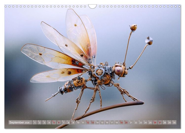 Produktbild: Insecta Mechanica. Fantastische Fl&uuml;gelwesen zwischen Technik und Natur (Wandkalender 2026 DIN A3 quer), CALVENDO Monatskalender