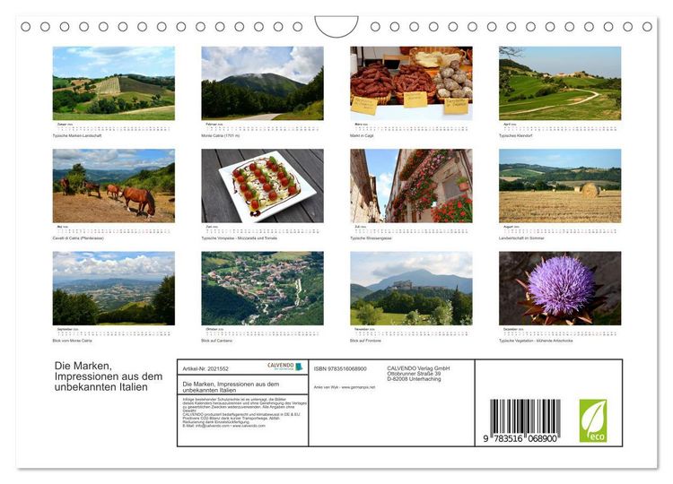 Produktbild: Die Marken, Impressionen aus dem unbekannten Italien (Wandkalender 2026 DIN A4 quer), CALVENDO Monatskalender
