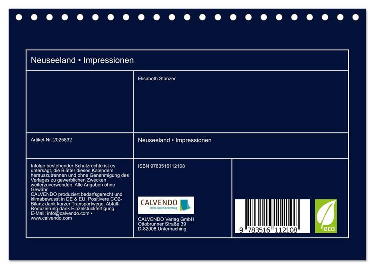 Produktbild: Neuseeland &bull; Impressionen (Tischkalender 2026 DIN A5 quer), CALVENDO Monatskalender
