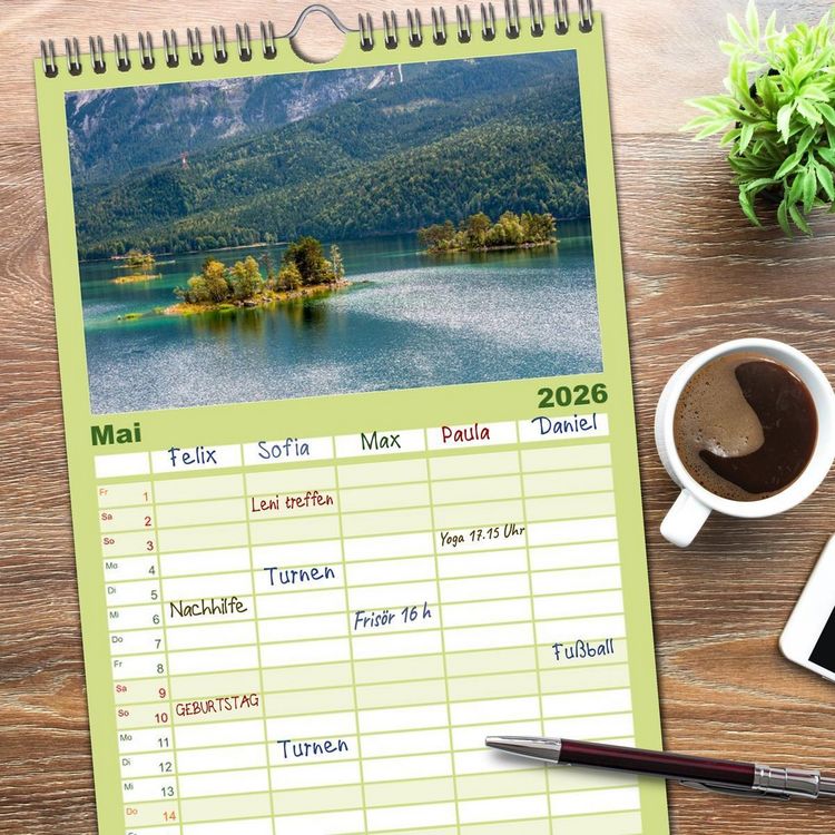 Produktbild: Familienplaner 2026 - Traumlandschaft Werdenfelser Land - Teil I mit 5 Spalten (Wandkalender, 21 x 45 cm) CALVENDO