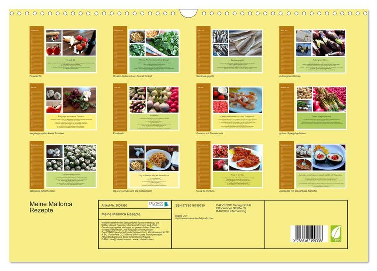 Produktbild: Meine Mallorca Rezepte (Wandkalender 2026 DIN A3 quer), CALVENDO Monatskalender