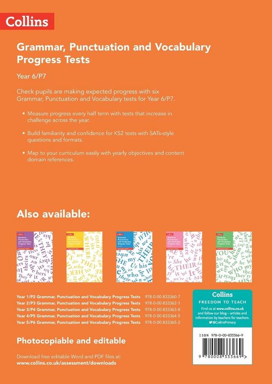 Produktbild: Year 6/P7 Grammar, Punctuation and Vocabulary Progress Tests