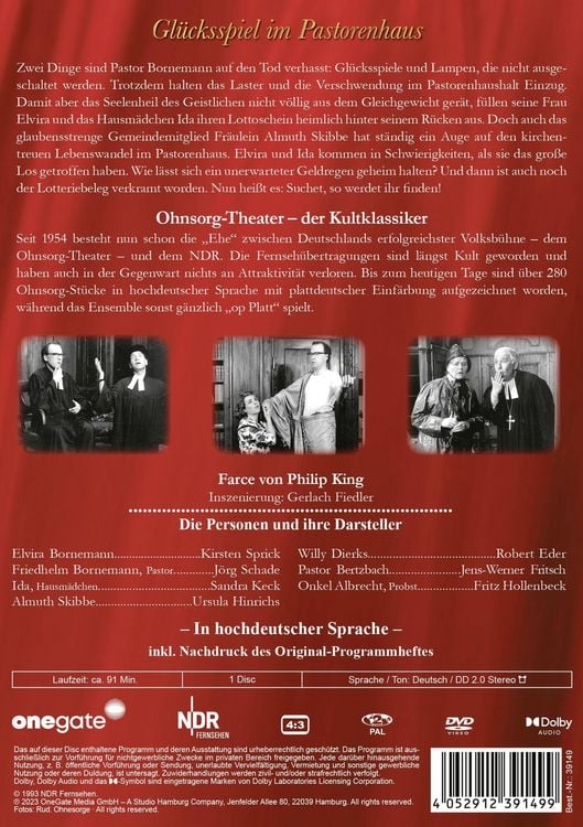 Produktbild: Ohnsorg-Theater Klassiker: Gl&uuml;cksspiel im Pastorenhaus