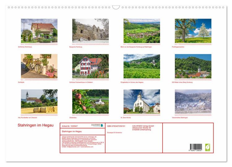 Produktbild: Stahringen im Hegau (Wandkalender 2026 DIN A2 quer), CALVENDO Monatskalender