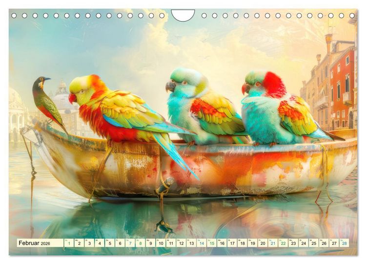 Produktbild: Farbenfrohe Fantasiev&ouml;gel (Wandkalender 2026 DIN A4 quer), CALVENDO Monatskalender
