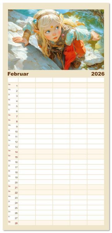 Produktbild: Familienplaner 2026 - Willkommen im Fantasieland - M&auml;rchenbilder mit 5 Spalten (Wandkalender, 21 x 45 cm) CALVENDO