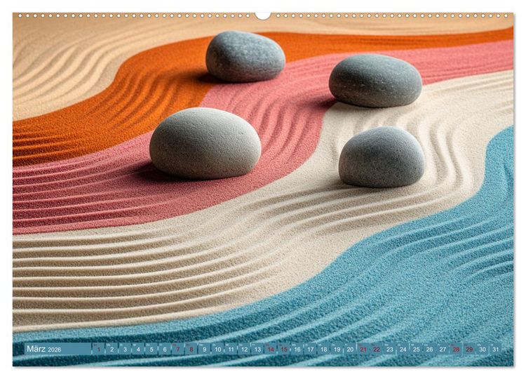 Produktbild: Farbenfrohe Wege zur Stille des Zen (hochwertiger Premium Wandkalender 2026 DIN A2 quer), Kunstdruck in Hochglanz