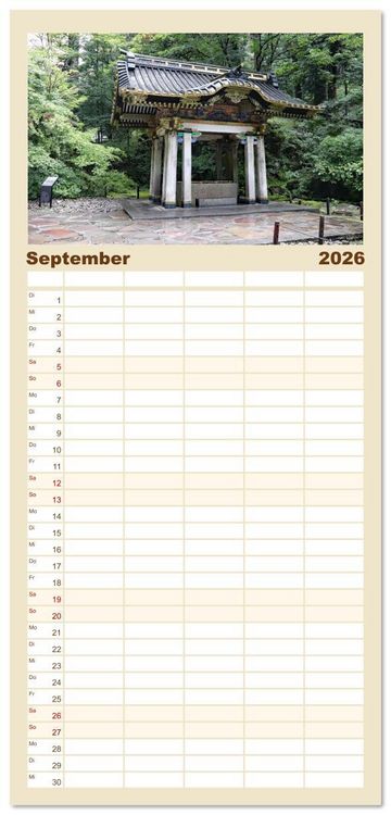 Produktbild: Familienplaner 2026 - Japan - Impressionen aus dem Land der aufgehenden Sonne mit 5 Spalten (Wandkalender, 21 x 45 cm) CALVENDO
