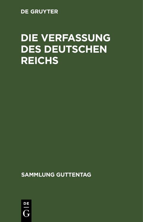 Produktbild: Die Verfassung des Deutschen Reichs