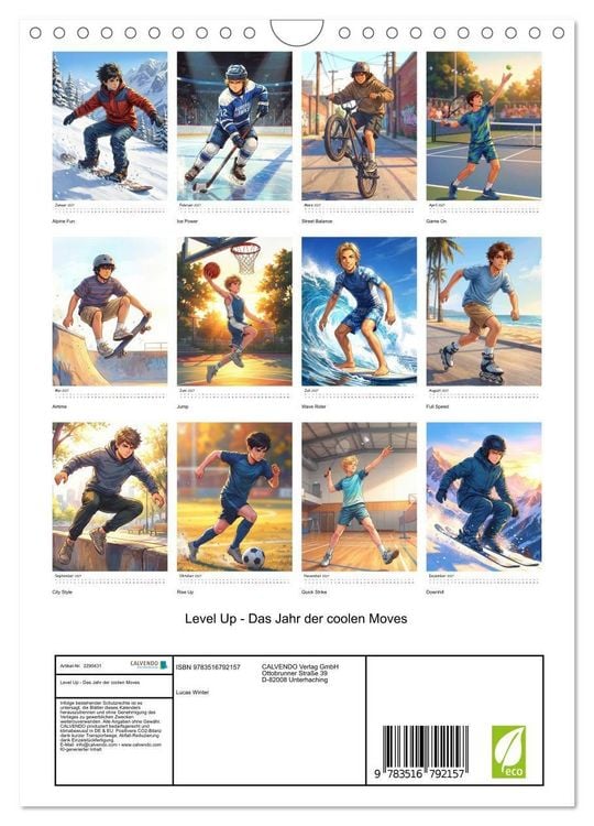 Produktbild: Level Up - Das Jahr der coolen Moves (Wandkalender 2027 DIN A4 hoch), CALVENDO Monatskalender