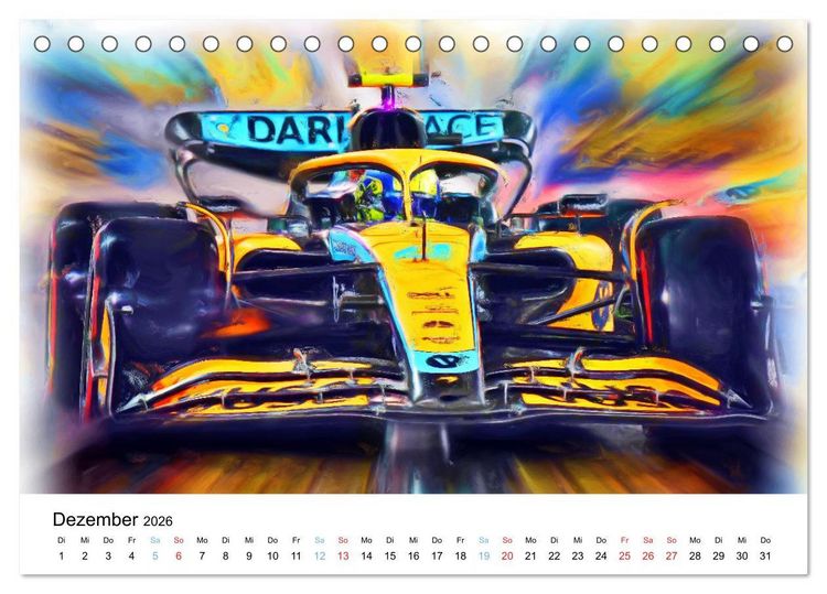Produktbild: Formel 1 kreativ - Digital Art von Jean-Louis Glineur (Tischkalender 2026 DIN A5 quer), CALVENDO Monatskalender