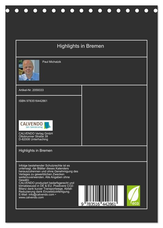 Produktbild: Highlights in Bremen (Tischkalender 2026 DIN A5 hoch), CALVENDO Monatskalender