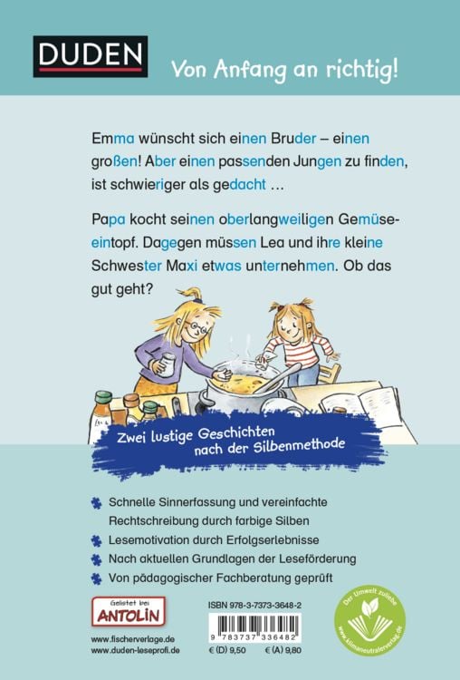 Produktbild: Duden Leseprofi &ndash; Silbe f&uuml;r Silbe: Silbengeschichten f&uuml;r clevere Geschwister, 1. Klasse