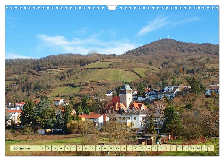 Produktbild: Weinregion Bergstra&szlig;e Burgen, Wein und Mandelbl&uuml;te (Wandkalender 2026 DIN A3 quer), CALVENDO Monatskalender