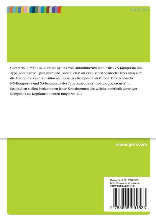 Produktbild: Exozentrische VN-Komposita im kastilischen Spanisch