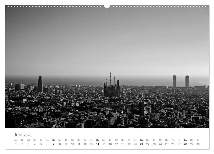 Produktbild: BARCELONA [black/white] (Wandkalender 2026 DIN A2 quer), CALVENDO Monatskalender
