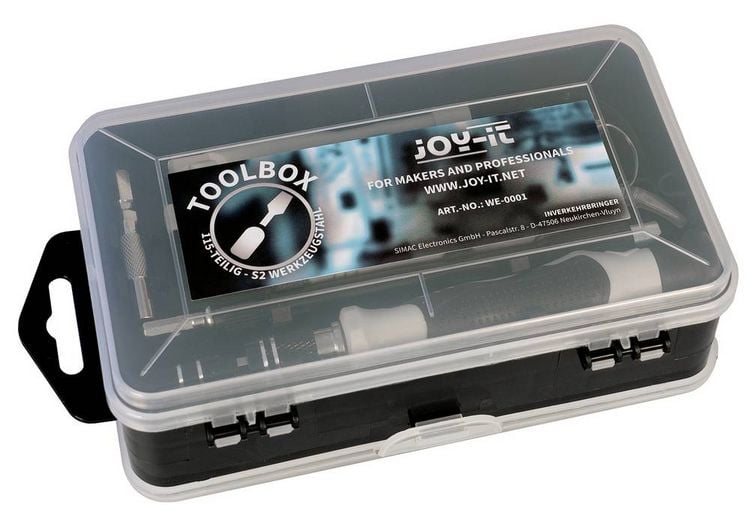 Produktbild: Joy-it WE-0001 Werkzeugset Universal, Smartphone, Elektriker, Heimwerker, Lehrlinge, Modellbau im Koffer 115teilig