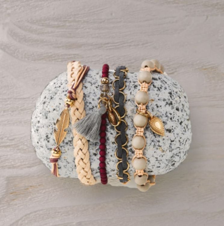Produktbild: Boho-Schmuckset Love & Peace (Dunkelrot/Grau)