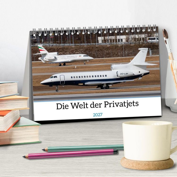 Produktbild: Die Welt der Privatjets (Tischkalender 2027 DIN A5 quer), CALVENDO Monatskalender