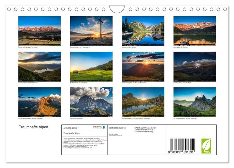 Produktbild: Traumhafte Alpen (Wandkalender 2026 DIN A4 quer), CALVENDO Monatskalender