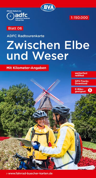 Produktbild: ADFC-Radtourenkarte 6 Zwischen Elbe und Weser 1:150.000, rei&szlig;- und wetterfest, E-Bike geeignet, GPS-Tracks Download, mit Bett+Bike-Symbolen, mit Kilometer-Angaben