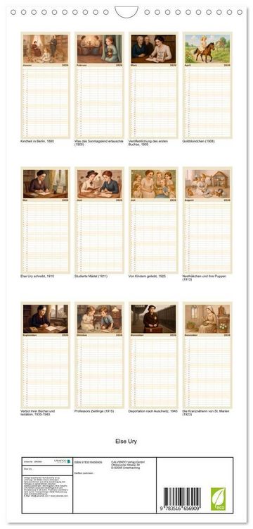 Produktbild: Familienplaner 2026 - Else Ury mit 5 Spalten (Wandkalender, 21 x 45 cm) CALVENDO