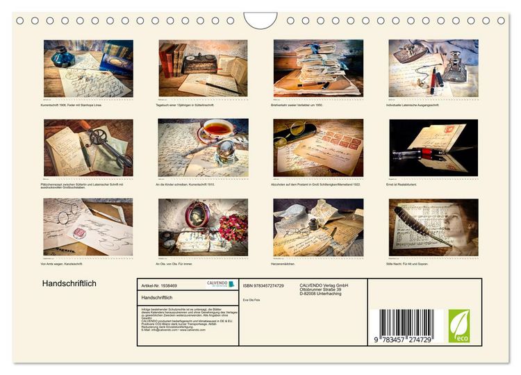 Produktbild: Handschriftlich (Wandkalender 2026 DIN A4 quer), CALVENDO Monatskalender
