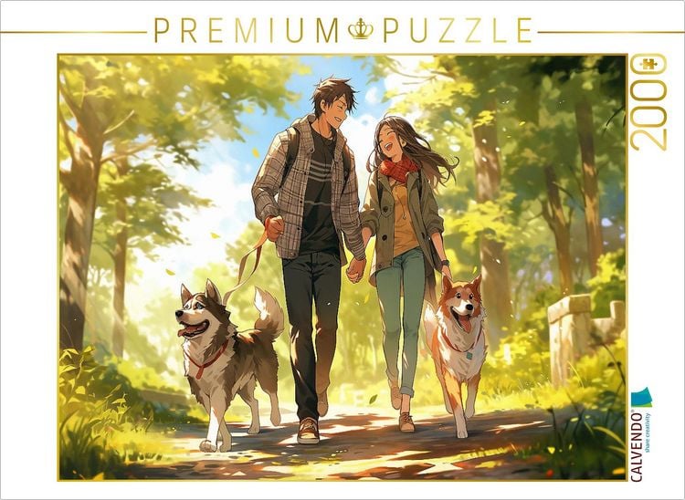 Produktbild: CALVENDO Puzzle Unsere Hunde lieben sich auch - P&auml;rchen im Manga Style | 2000 Teile Lege-Gr&ouml;&szlig;e 90x67cm Foto-Puzzle f&uuml;r gl&uuml;ckliche Stunden